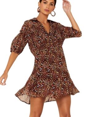 Free People Bonnie Mini Dress in Black Combo, size S